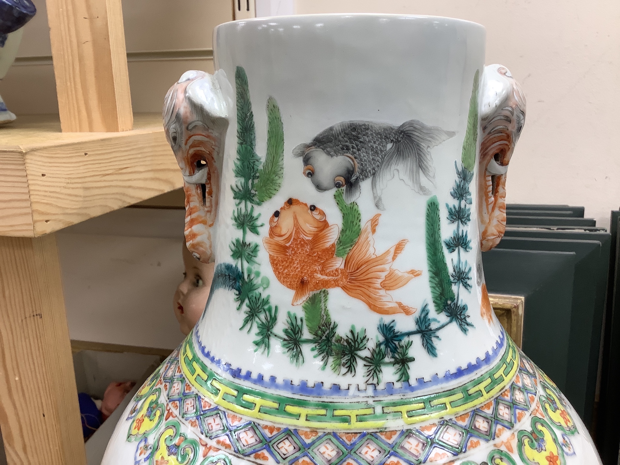 An early 20th century Chinese 'goldfish' vase, height 53cm